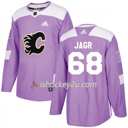 Mænd NHL Calgary Flames Trøje Jaromir Jagr 68 Adidas 2017-2018 Lilla Fights Cancer Practice Authentic